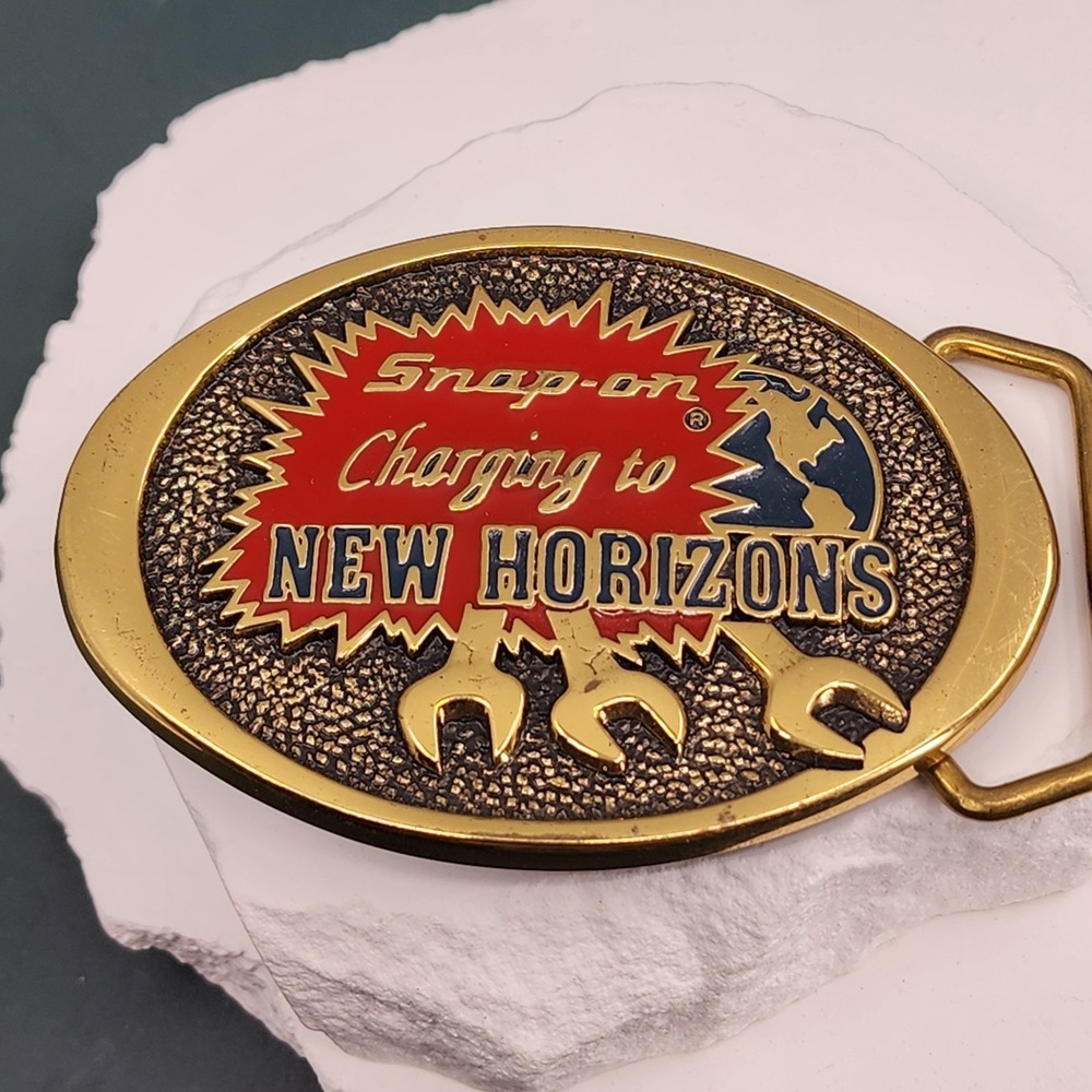 Snap-on SSX-1410 Solid Brass Belt Buckle New Horizons BTS Made in USA Enamel